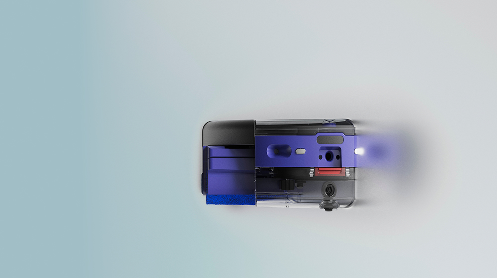 Оптичните и LiDAR сензори на прахосмукачката робот Dyson Spot+Scrub Ai.