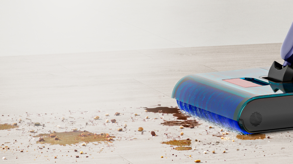 Уредът за почистване на твърди подове Dyson Clean+Wash Hygiene почиства прах и отпадъци без нужда от прахосмукачка.